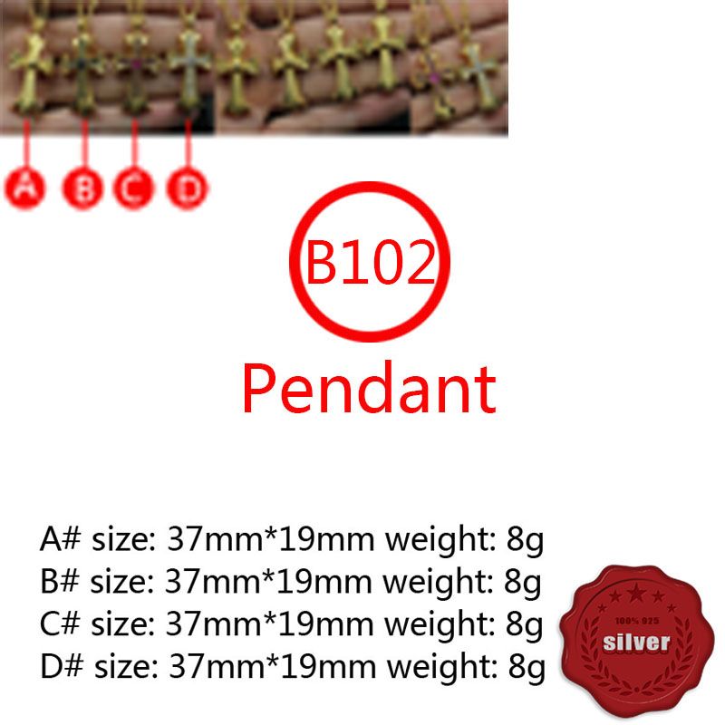 B102 S925 Sterling Silver Pendant Personalized Punk Style Retro Hip Hop Simple Gold Plated Diamond Cross Flower Letter Shape Gift for Lovers new