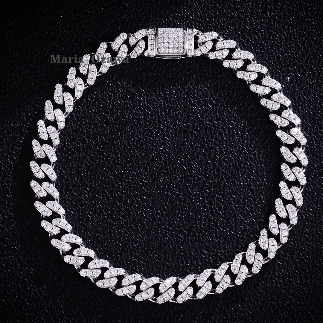 VVS Diamond 6mm 925Silver GRA Moissanite Necklace Mens Hip Hop Cuban Chain Fashion Jewelry Rap Miami Cuban Chain Boyfriend Gift