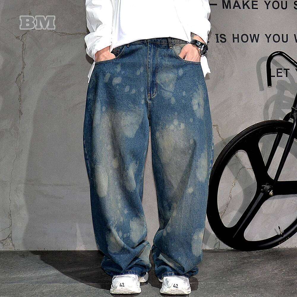 Korean Streetwear Hip Hop Washed Baggy Jeans Men Oversized Stacked Hem Heavyweight Denim Loose Fit Skateboard Trendy Trousers 250726