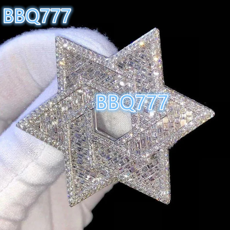 Luxury 925 Sterling Silver Pendant Fully Iced Moissanite VVS Diamond Hip Hop Style Party D Diamond Fine Pendants Charms