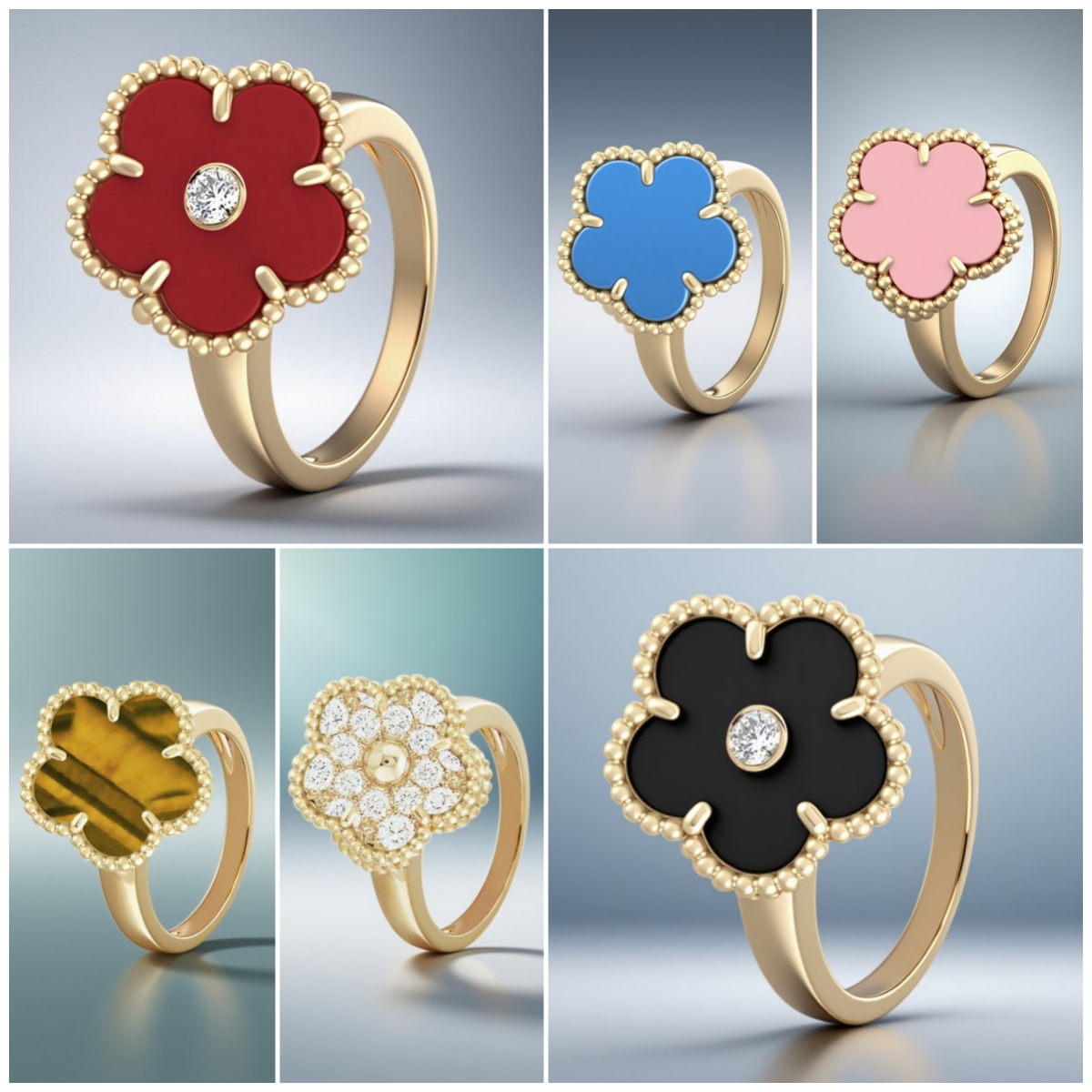 luxury jewelry clover ring 18K gold ring designer rings for woman 15MM Flower rings plush designer jewlery High quality jewelry rings luxury brand r