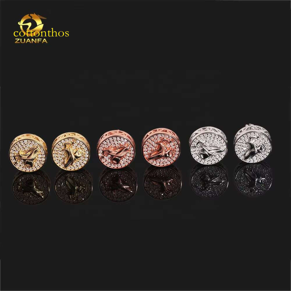 Ready to Ship GRA Certificate VVS Moissanite Sier Round Stud Hip Hop Mens Dia Earring