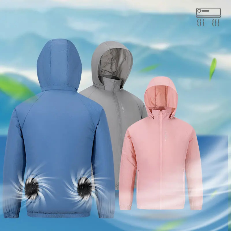 Hiking Outdoor Summer USB Electric Fan Cooling Jackets Men Air Conditioning Fan Clothes USB Pure Cotton Heatstroke Proof Coat 250725