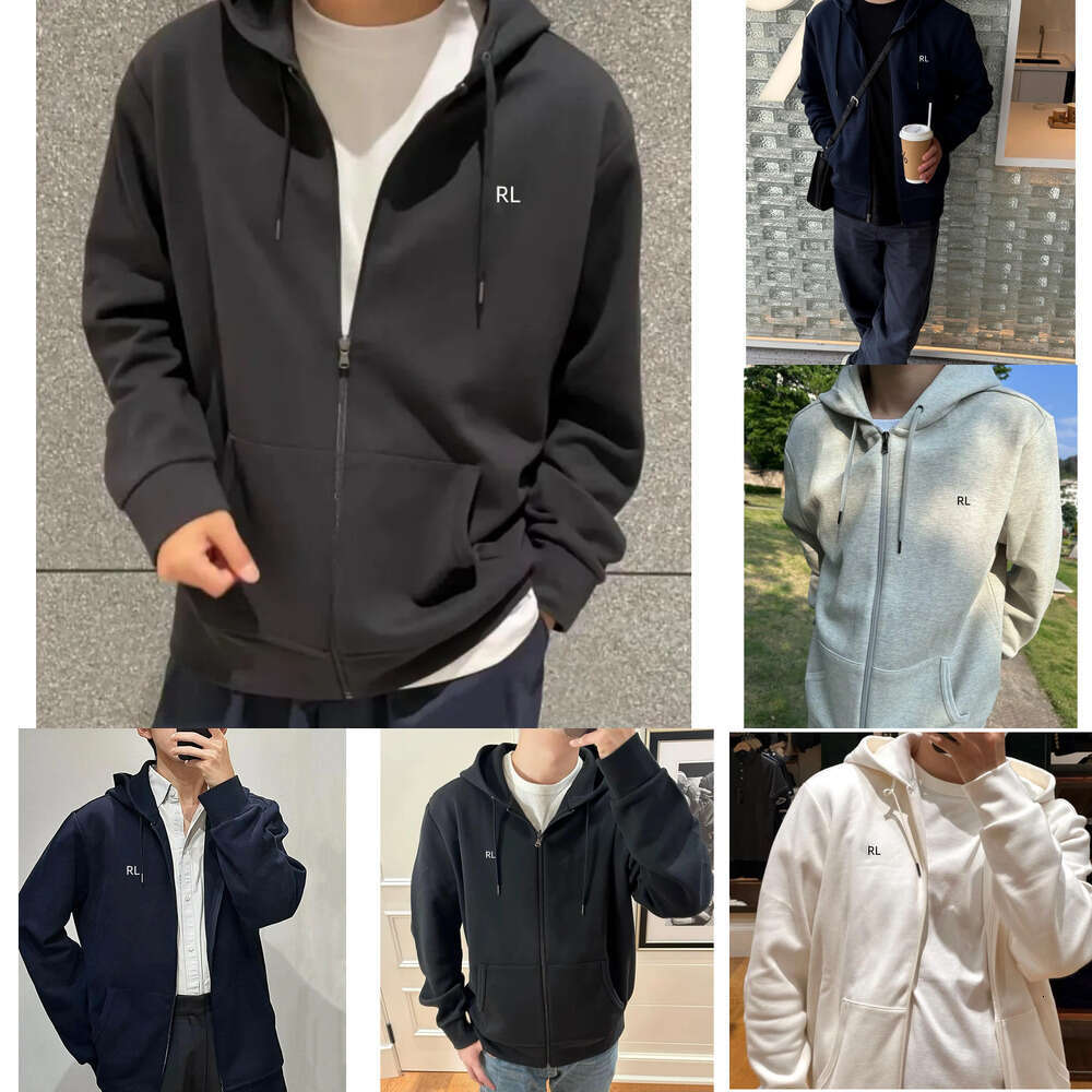 Hot Seal RL Little Horse Logo Autumn-Winter Hooded Pure Cotton Thick Sweater Couple Hoodie Sweatshirt Men Embroidery Trendy Brand Zipper designer