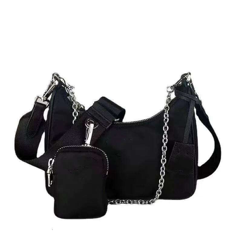 Casual Nylon Waterproof Women Shoulder Hobo Bags Fashion Cool Black Chain Neckline Underarm Crossbody With Small Purse bag