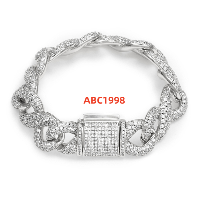 Wholesale Bracelet Men Chain Bracelet Hip Hop Iced Out Moissanite/Zircon Mens Bracelet Jewelry