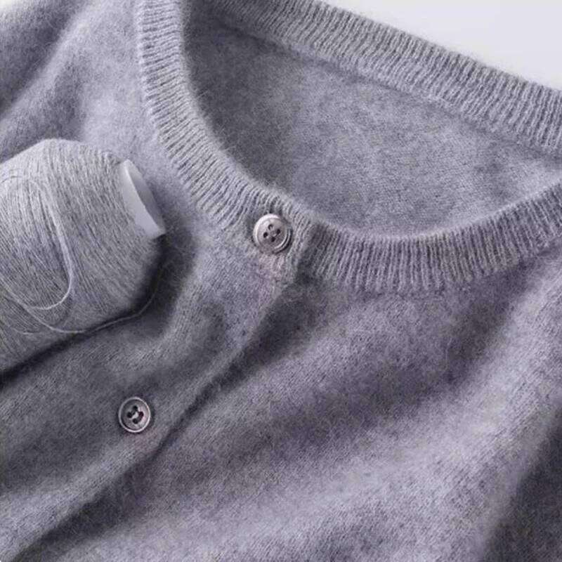 Temperament Is Bursting Custom Autumn And Winter Cashmere Cardigan Women's Round Neck Men's Short Sweater Coat Loose Tide MDNG