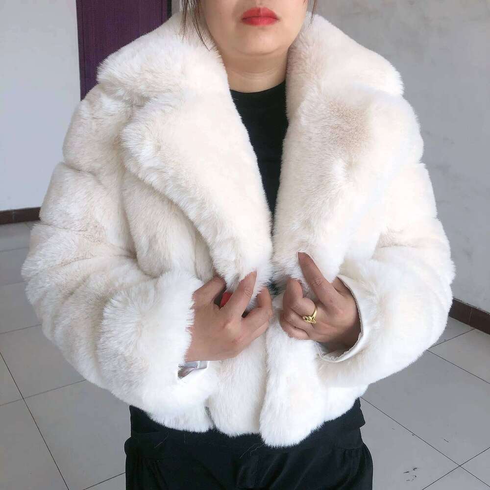 LHXDW Women thick faux fur coat Winter New Ladies Faux Fur Jacket Popular Suit Collar Styles luxury fake fur