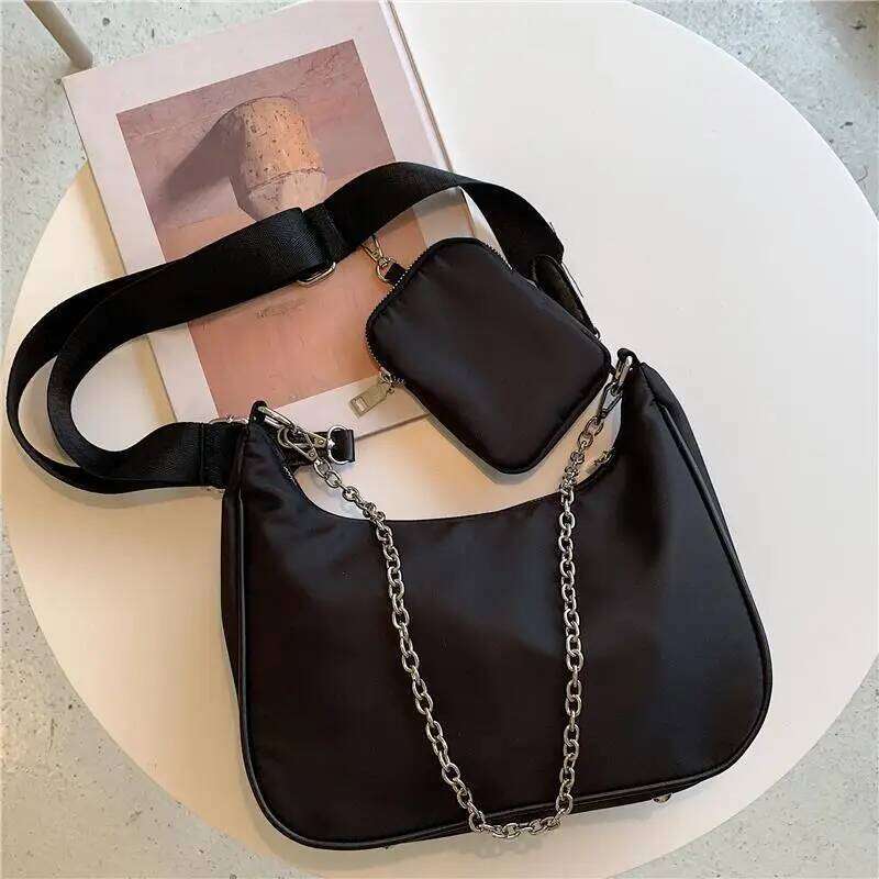 Black Shoulder Women Nylon Bag Designer Chains Crossbody Cool Messenger Handbag Hobo Bags bag