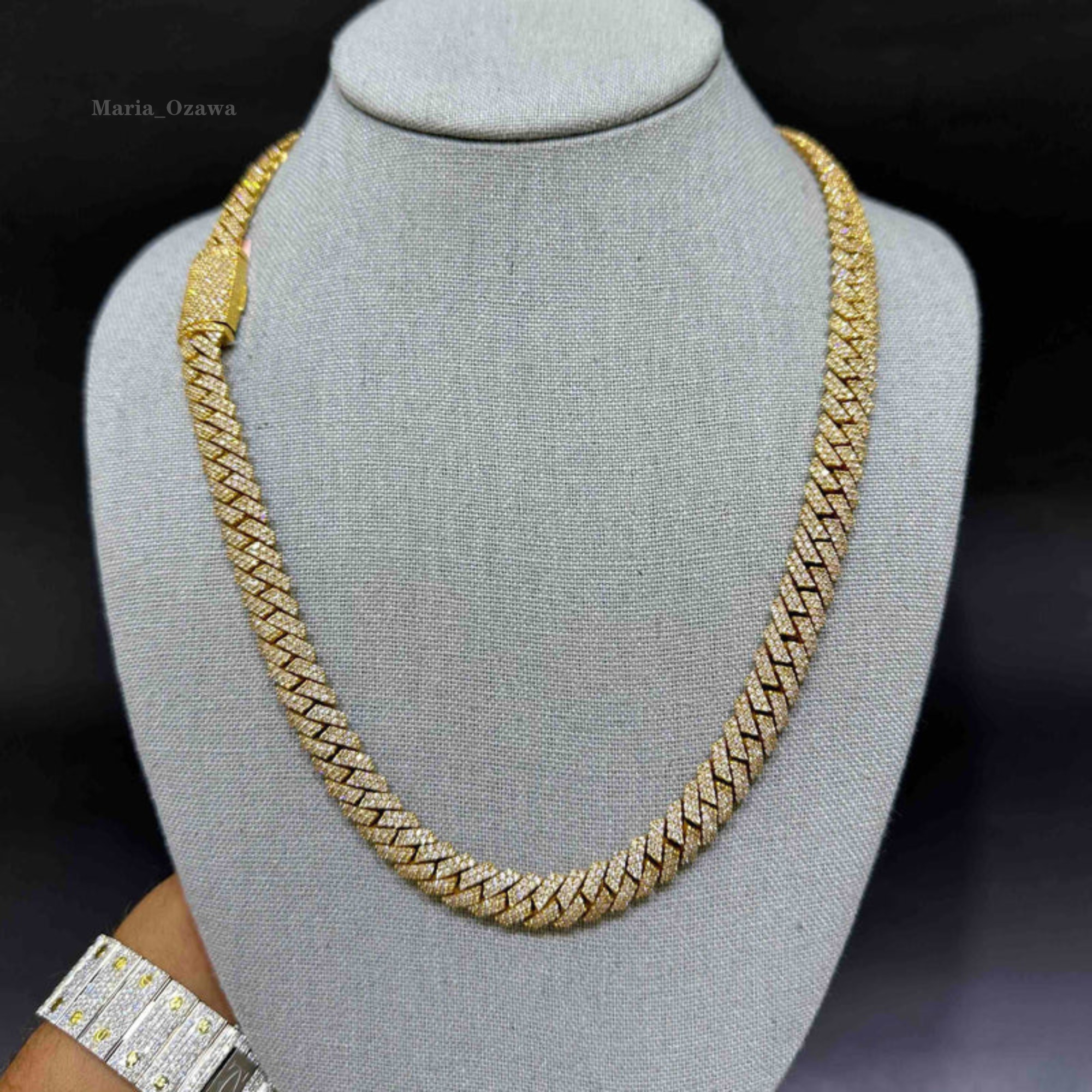 Factory Direct Price Top Quality Round Cut Moissanite Chain Gold Plated 10k Gold Chain 14mm Iced Out Hip Hop Chain