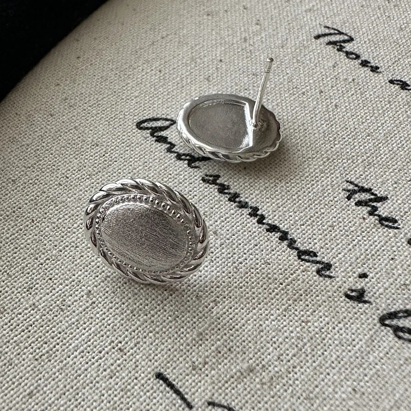 S925 Sterling Silver French Niche Sense Retro Brushed Earrings Korean Retro Simple Fashion Ear Jewelry Wholesale 250725