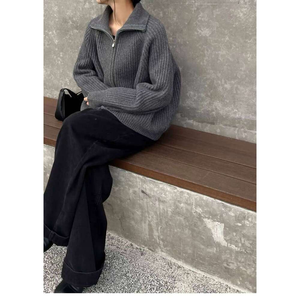 Sister Gao Ke, Skinny Girl, Is Thick Sweater Coat Full Cashmere, With Pit And A Double Zipper Knit Cardigan. MDNG
