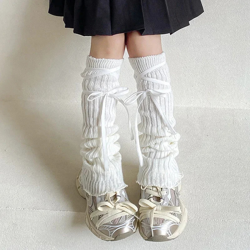 Korean Sweet Kids Lace Leg Warmers Knitted Foot Cover Children Girls Lolita Style Solid Autumn Winter Elastic Tube Socks 250723