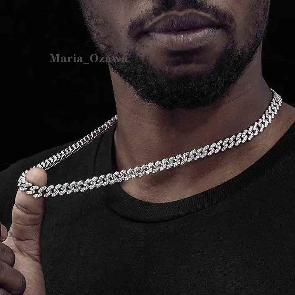 8mm Full Moissanite Cuban Necklaces for Men Women D Color Lab Diamond S925 Sterling Silver Hip Hop Jewelry Neck Chain