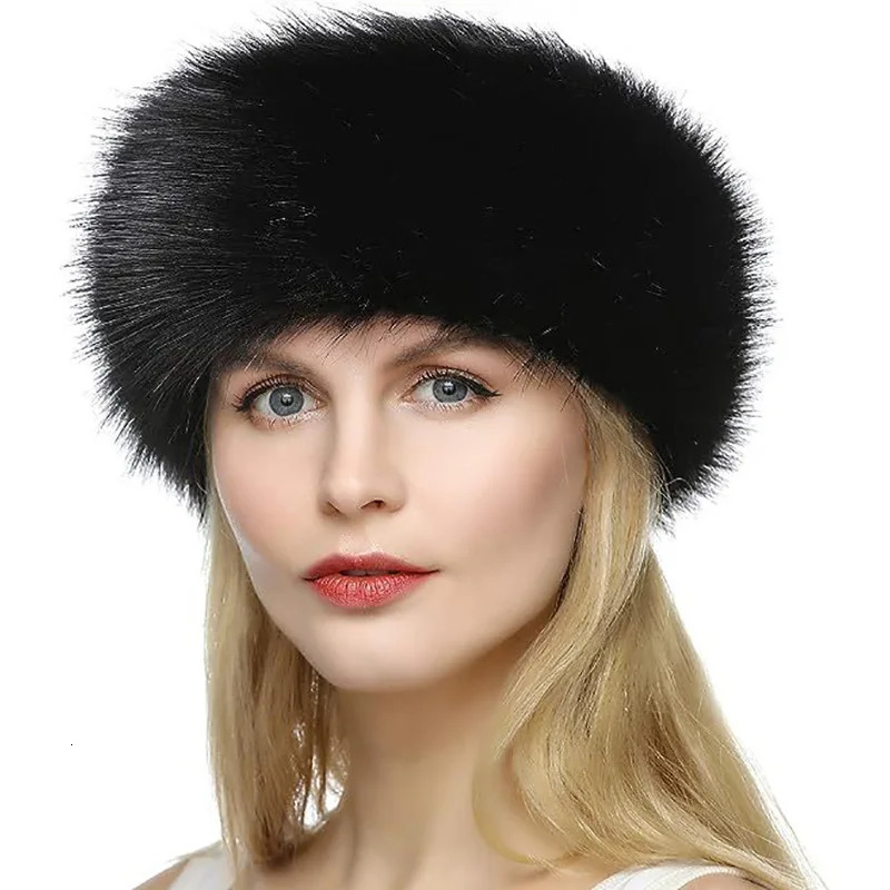 Solid Color Plush Headband Winter Warm Faux Fur Hat Soft Elastic Beanies Coldproof Ear Warmer Adjustable Headbands For Women 250725