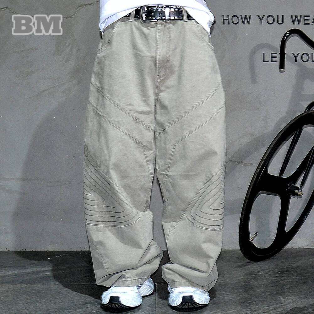 Heavyweight Vintage Cargo Pants Men Baggy Straight Leg 100% Cotton Distressed Washed Loose Fit Streetwear Casual Trousers Male 250726