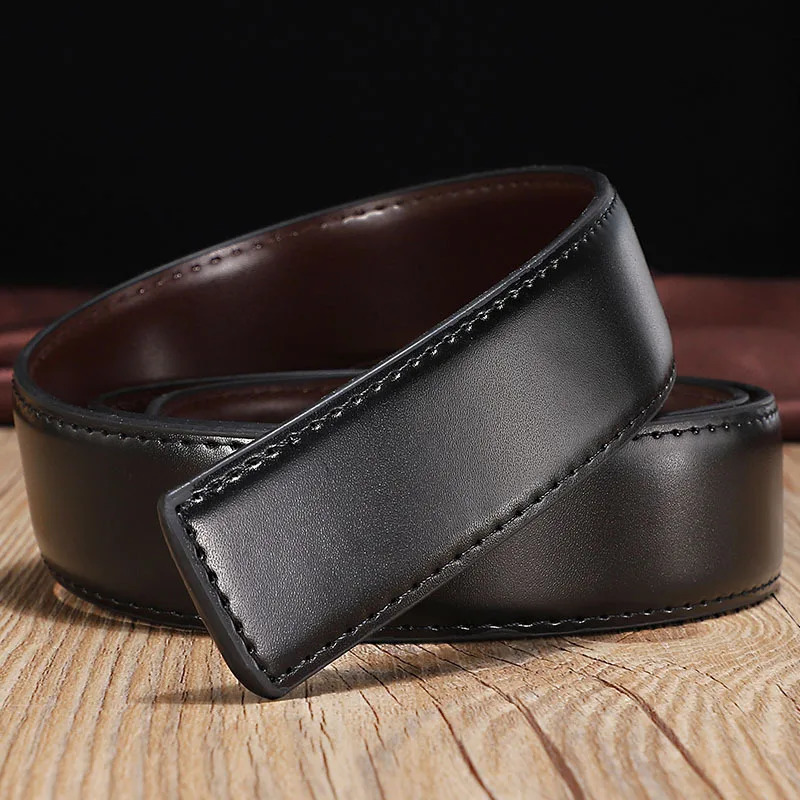 2.8cm 3.0cm 3.3cm 3.5cm 3.8cm Wide Double-sided Cow Reversible Leather With Holes No Buckle Belt Without Buckle High Quality 250724