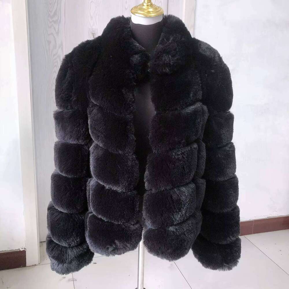 LHXDW Women's faux fur coat winter warmth fake fur coat with square collar design Fashion Women's artificial fur jacket fluffy jacket