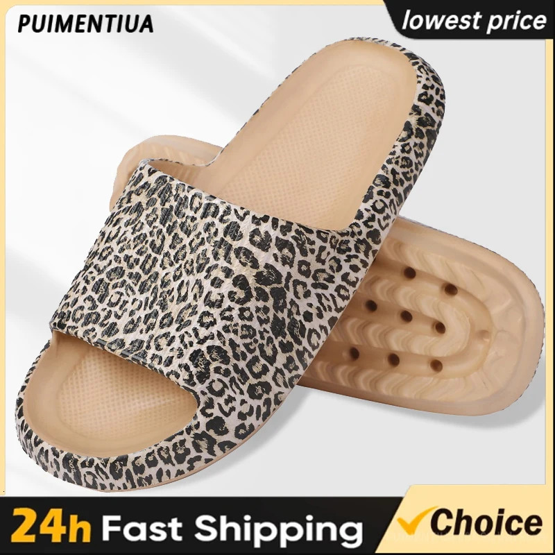 Leopard Print Slippers Women Shoes Summer Slippers Shoes Home Flat Sandals Massage Flip Flops Couples Bathroom Indoor Slides 250723
