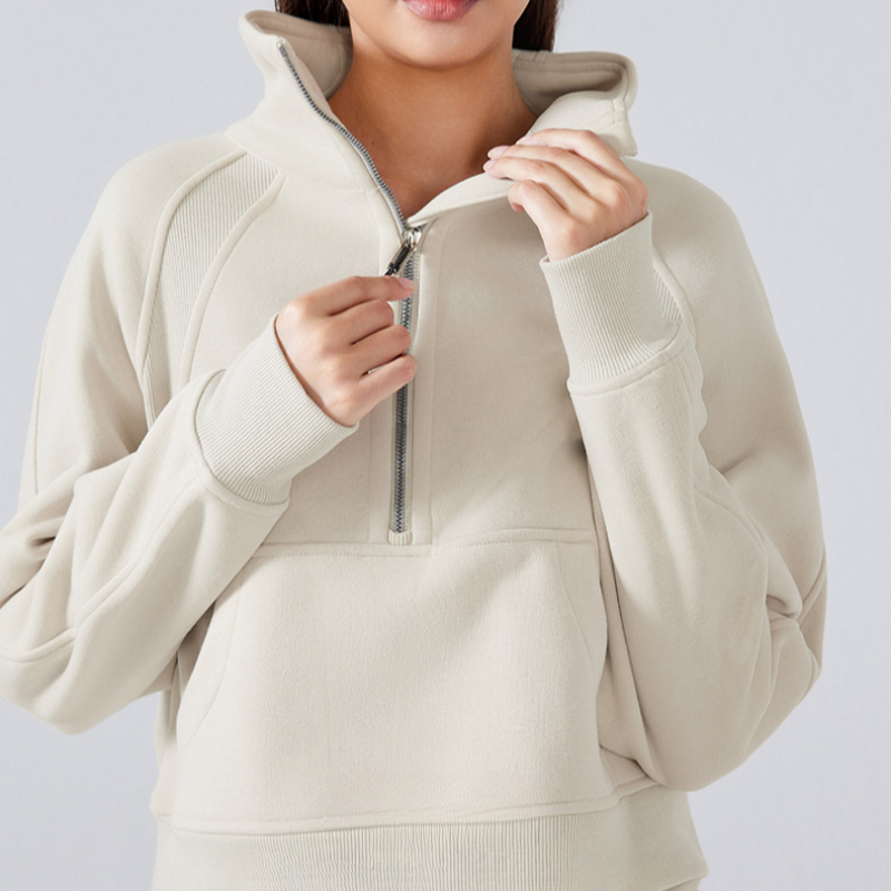 L Designer Hoodies Yoga Oversized Blazer Stand Up Collar Loose Laidback Sweatshirt Womens Sports Half Zipper Cardigan Jacket Muse SweatTops Embro-image-941658320