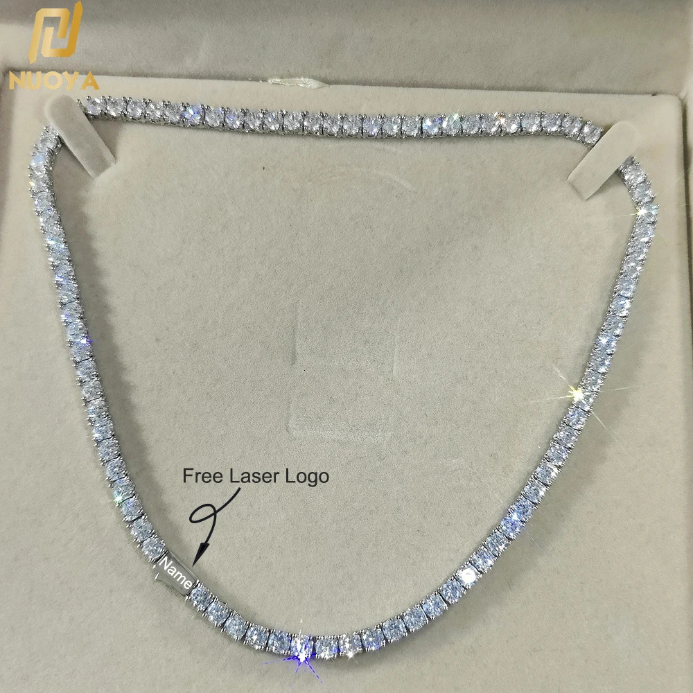 Hip Hop Jewelry Cubic Zirconia Iced Out Tennis Chain Iced Out 18k Gold Plated Bling Necklace For Women Free Custom Laser250724