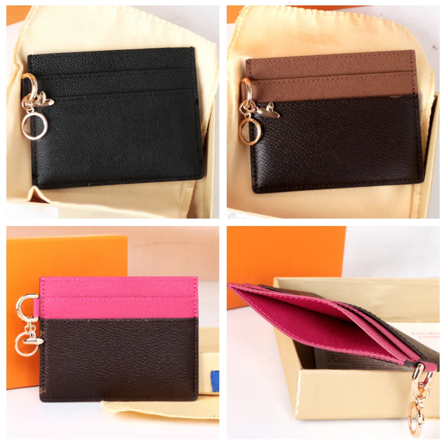 Womens Luxury Business Card Holder coin purse Top Quality Designer Slim leather wallet Flower Brown print wallet Elegant Women's ID Credit Card