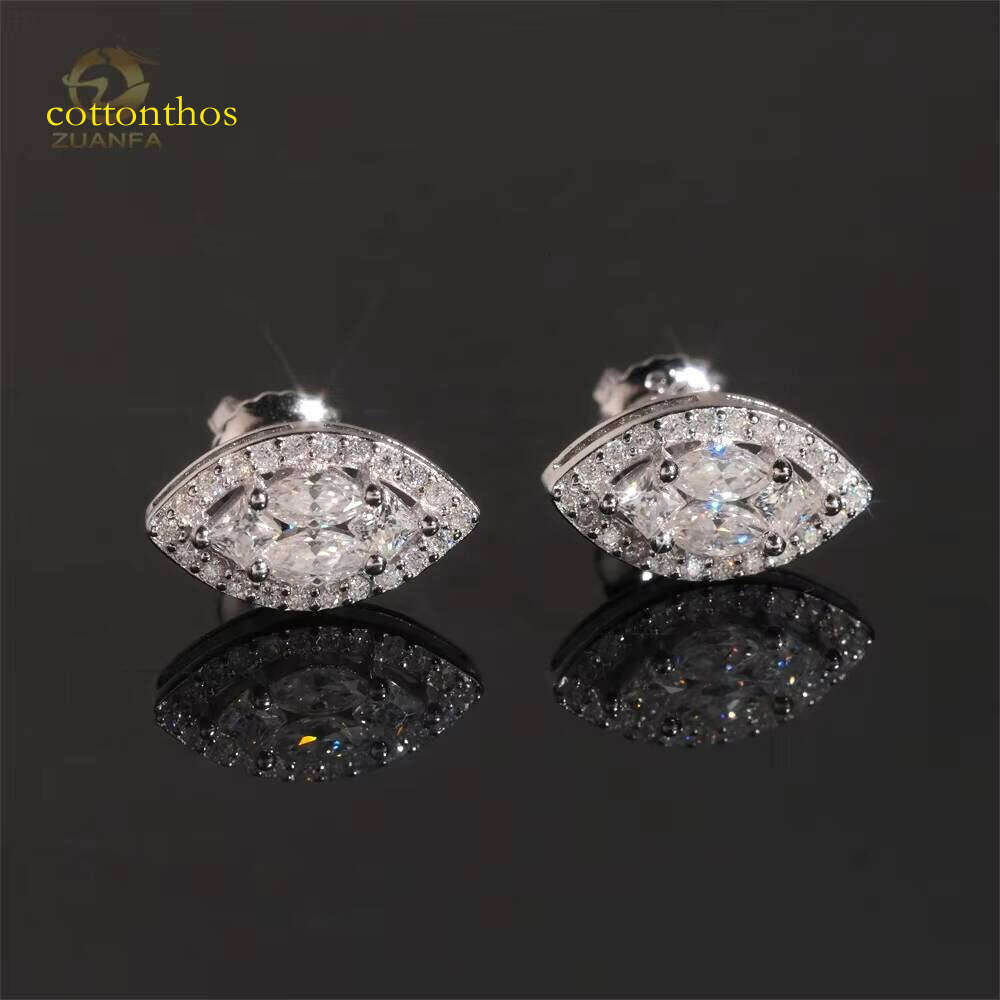 Wholesale Price High Quality Marquise Moissanite Dia Hip Hop Sier Jewelry Fine Earrings