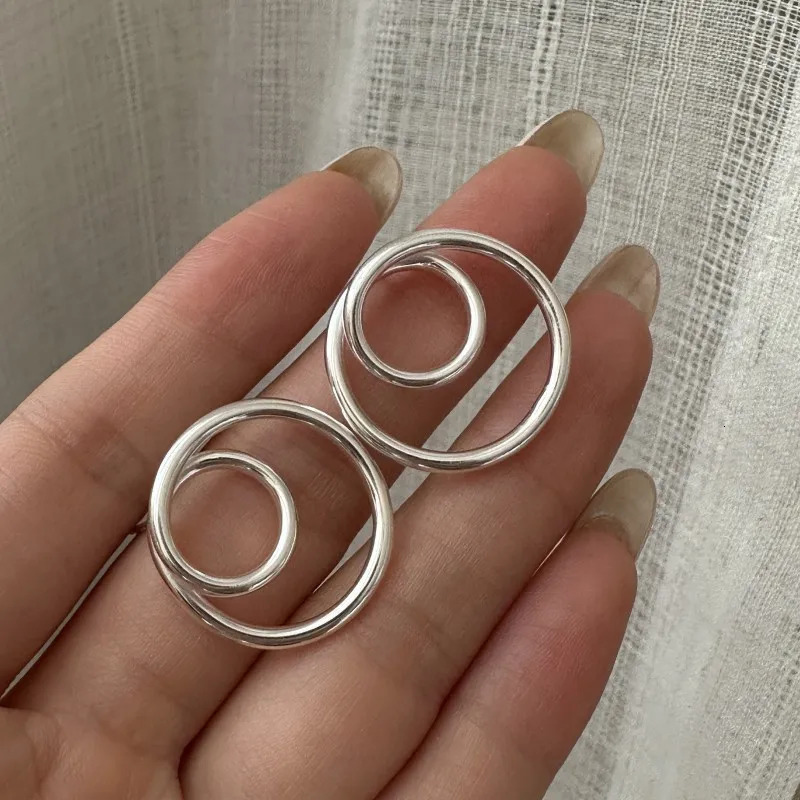 925 Sterling Silver Hollow line earrings Korean style retro simple basic ear accessory 250725