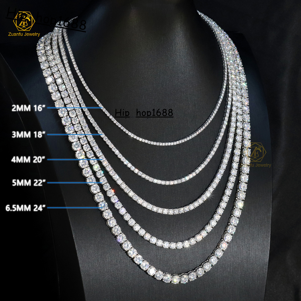 Classic Lowest Price 2mm 3mm 4mm Moissanite Tennis Chain 925 Sterling Silver Iced Out Diamond Necklace Bracelet
