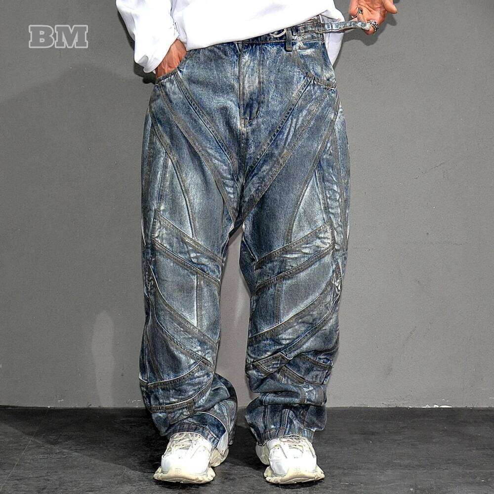 End Men's Clothing High Street Fashion Baggy Jeans For Men Distressed Denim Cargo Pants Hip Hop Trendy Trousers Streetwear 250726