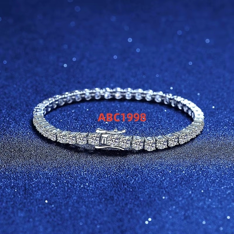 Moissanite Tennis Bracelet Gifts for Women 925 Sterling Silver 14K Golden Plated Elegance Luxury Present for Birthday