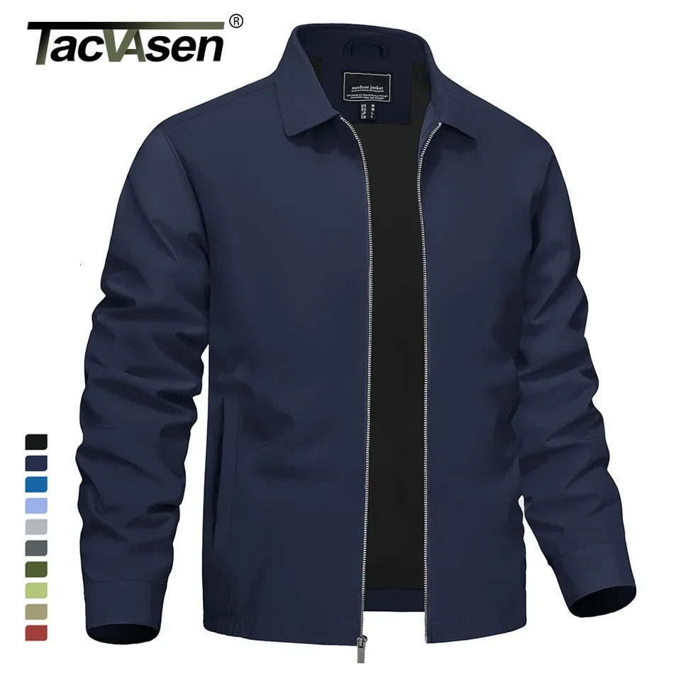Tacvasen Lightweight Work Jackets Mens Fashion Tunic Style Zipper Pockets Bomber Jackets Full Zip Spring Fall Jacket Outwear 250725