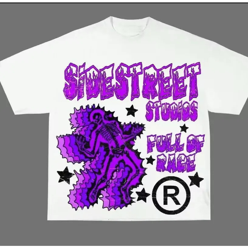 American Street Y2k Top Long Printed Pattern T-shirt Hip-hop Punk Mens and Womens Harajuku Retro Short-sleeved Top 250723