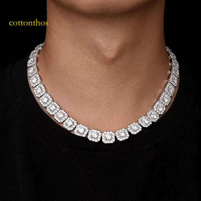 Wholesale Cluster Tennis Sier Bling moissanite Iced Out Chain Necklace for Women
