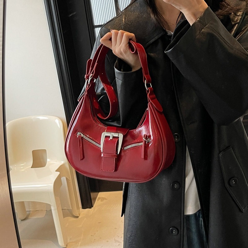 Muse Luxury Designer Bag Niche Fashion Oil Wax Leather Single Shoulder Underarm Bag 2025 New Style Textured Trendy Small Square Bag Korean Version C