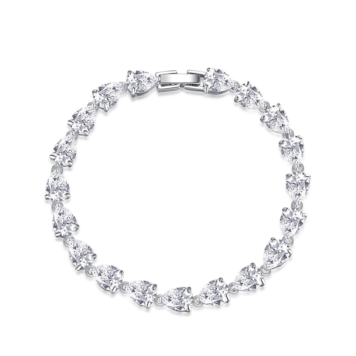 Choucong Women Fashion Jewelry Wedding Bracelet 18K White Gold Fill Pear Cut 5A Cubic Zircon CZ Diamond Elegant Party Lady Bridal Bangle For Lover G