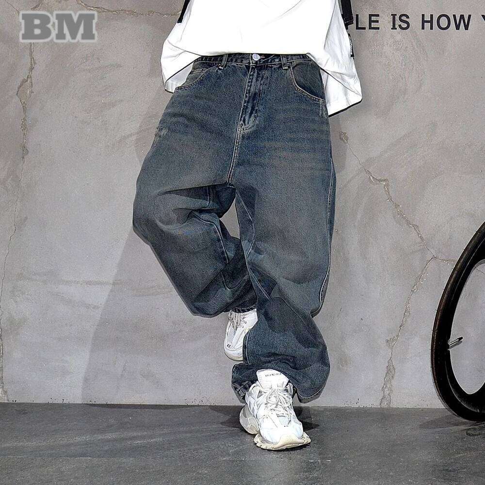 High Quality Hip Hop Stacked Baggy For Men Streetwear Denim Pants Korean Fashion Straight-Leg Trousers Haruku Jeans Male 250726