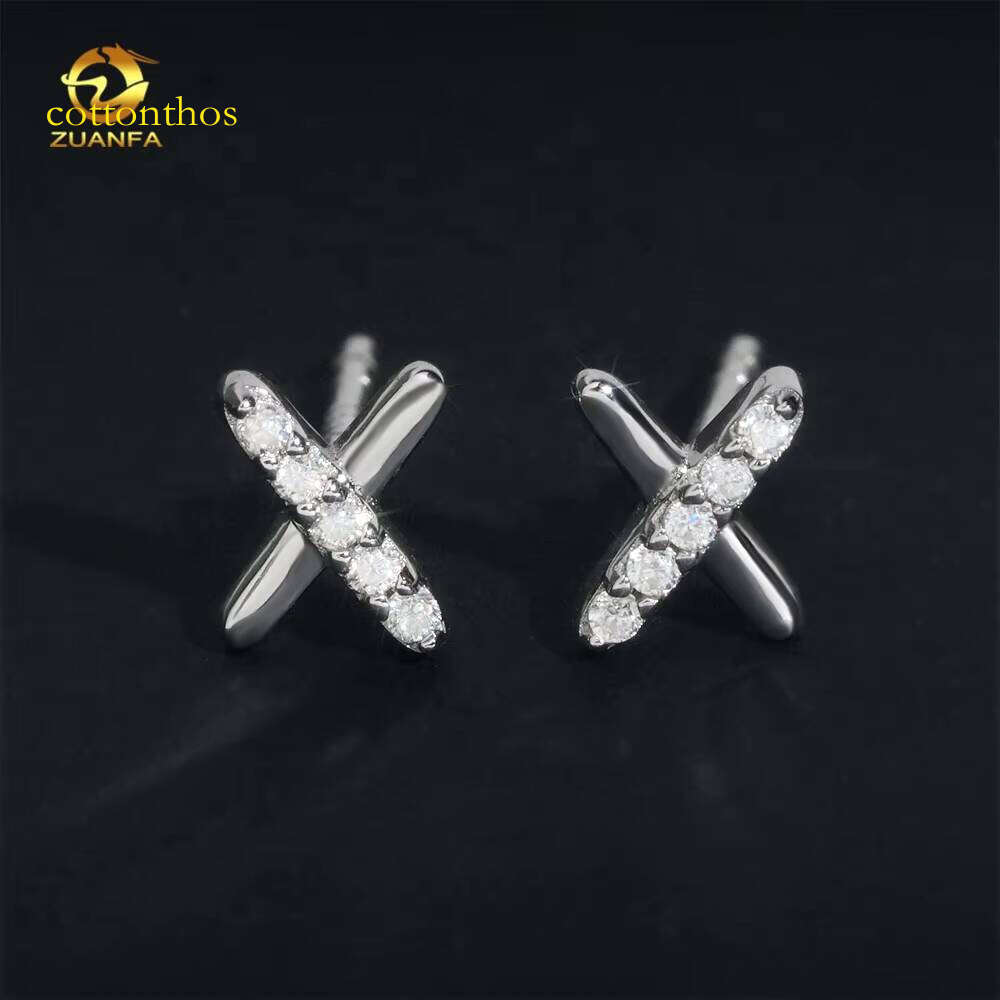 New Arrival Tiny Iced Out High Quality VVS Moissanite Sterling Sier Stud Earrings