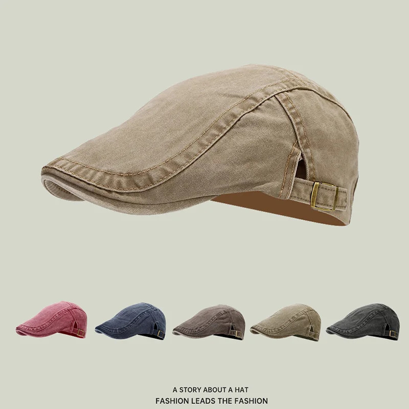 Spring Summer Vintage Cotton Beret Men Women Fashion Flat Visor Cap Casual Berets Retro sboy Hat Unisex Adjustable Sun Hats 250715