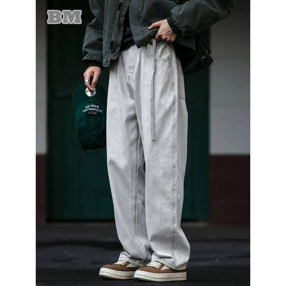 Japanese Streetwear Straight Baggy Jeans For Men High Quality Haruku Denim Cargo Pants Fashion Mens Clothing Black Trousers 250726