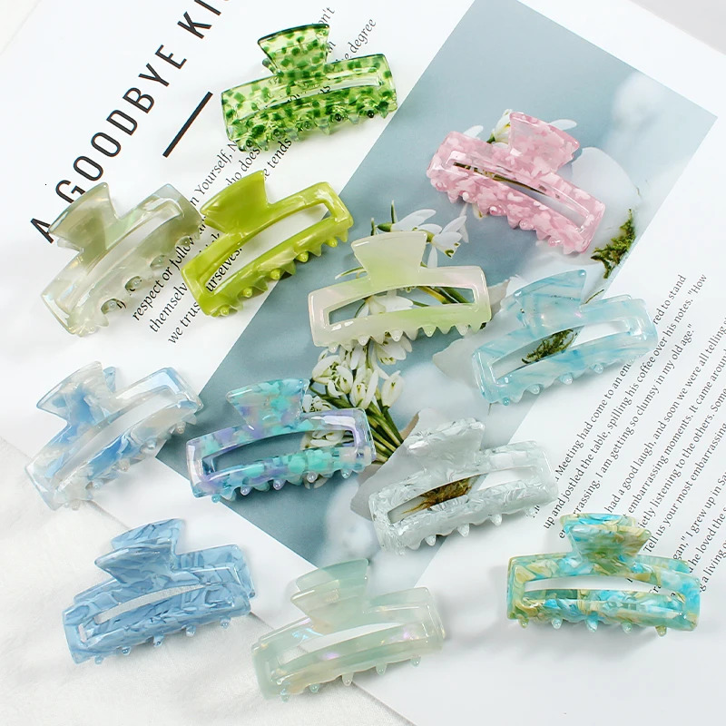 Mini Womens Hair Clips Colorful Geometric Hollow Crab Claw Clip Acetate Leopard Print Fashion Girls Hairpin Hair Accessories 250723