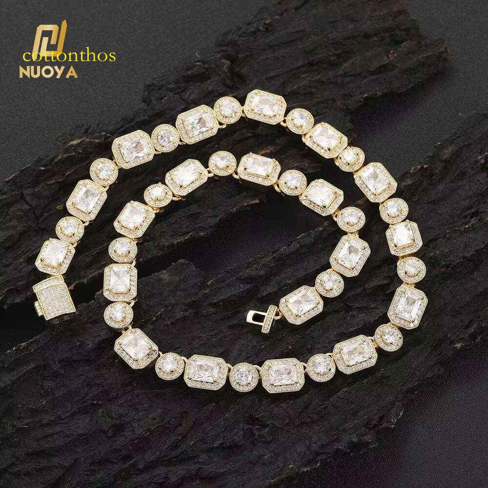 Fashion Jewelry Iced Out Zircon Necklace Square Round Bling Dia Women Clustered Tennis Chain