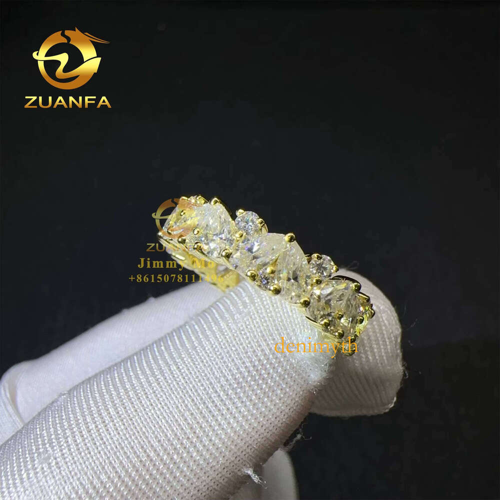 Unique Bridal Wedding Jewelry Pear Silicon Stone Engagement Eternal Ring with Tester GRA Certificate