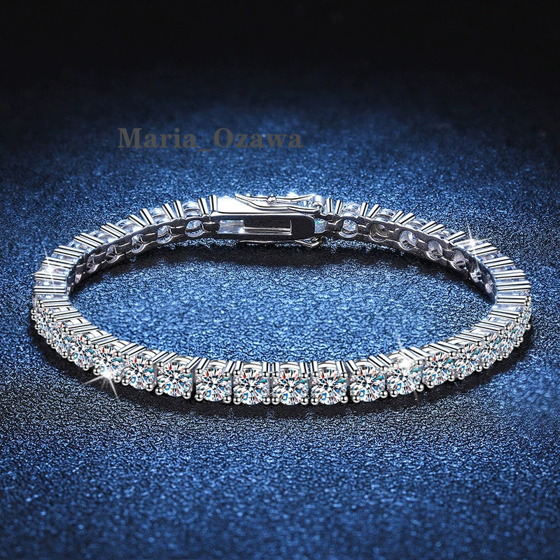 Hot Sale 925 Sterling Silver D Color Moissanite Bracelet with Full Diamond 3mm Charm Bracelets for Party Gifts Wholesale