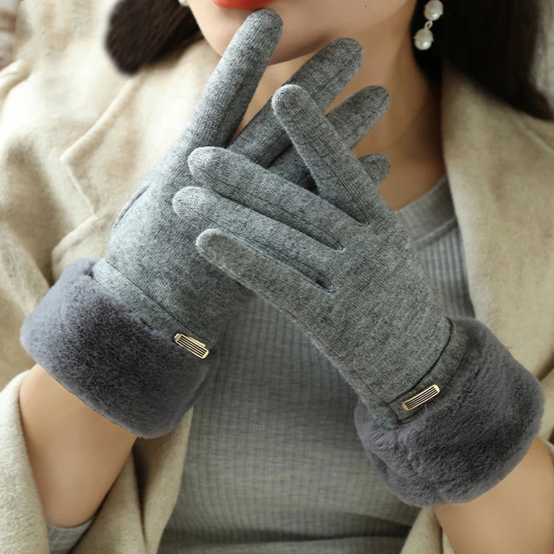 Women Winter Warm Touch Screen Plus Velvet Thick Plush Gloves Elegant Female Soft Cycling Drive Not Bulky 250724