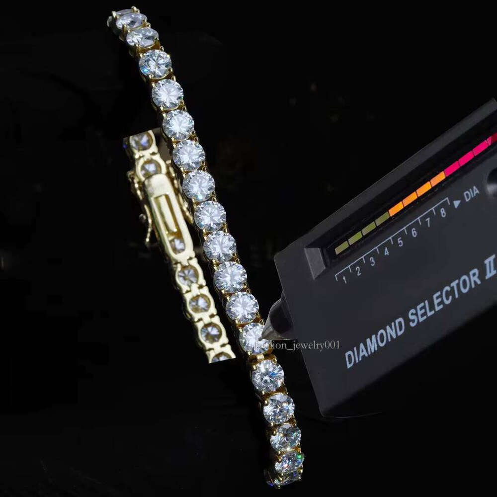 AAA Gems Hip Hop Necklace 4mm 5mm Diameter Vvs Moissanite Tennis Chain Sterling Sier With GRA Certificate