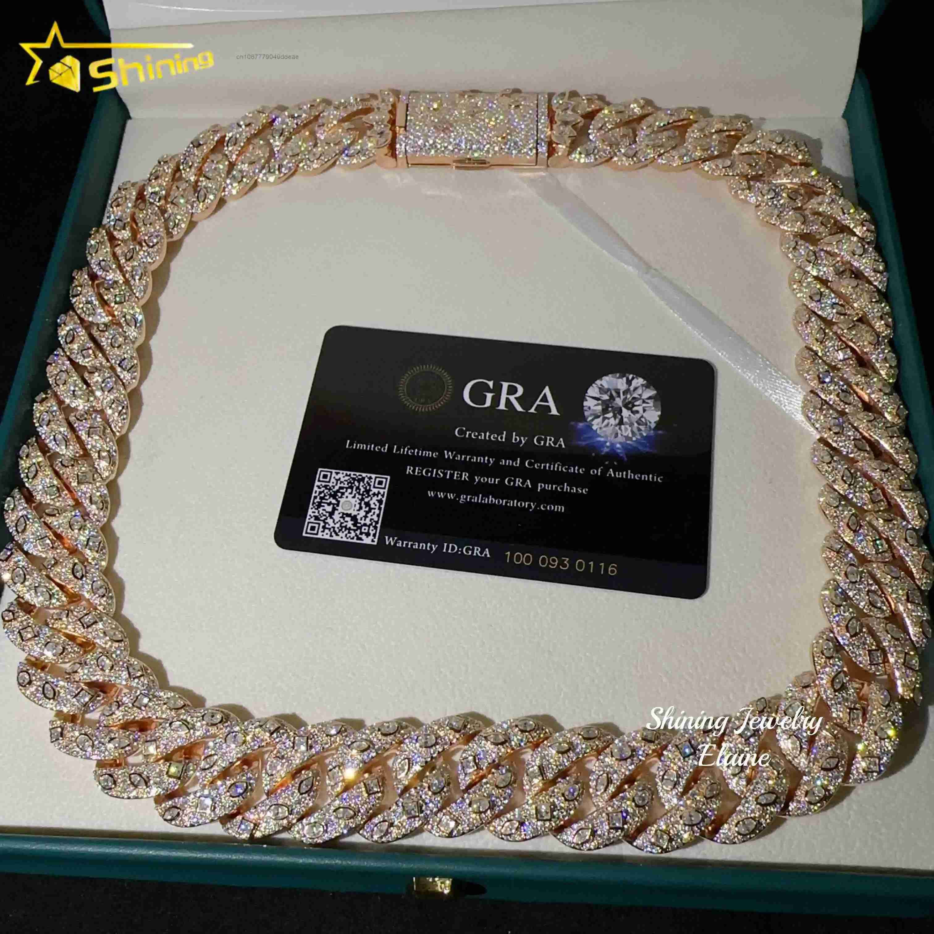 High Quality Hip Hop Custom Cuban Link 20MM Width Iced Out Jewelry 925 Sterling Silver Moissanite Chain