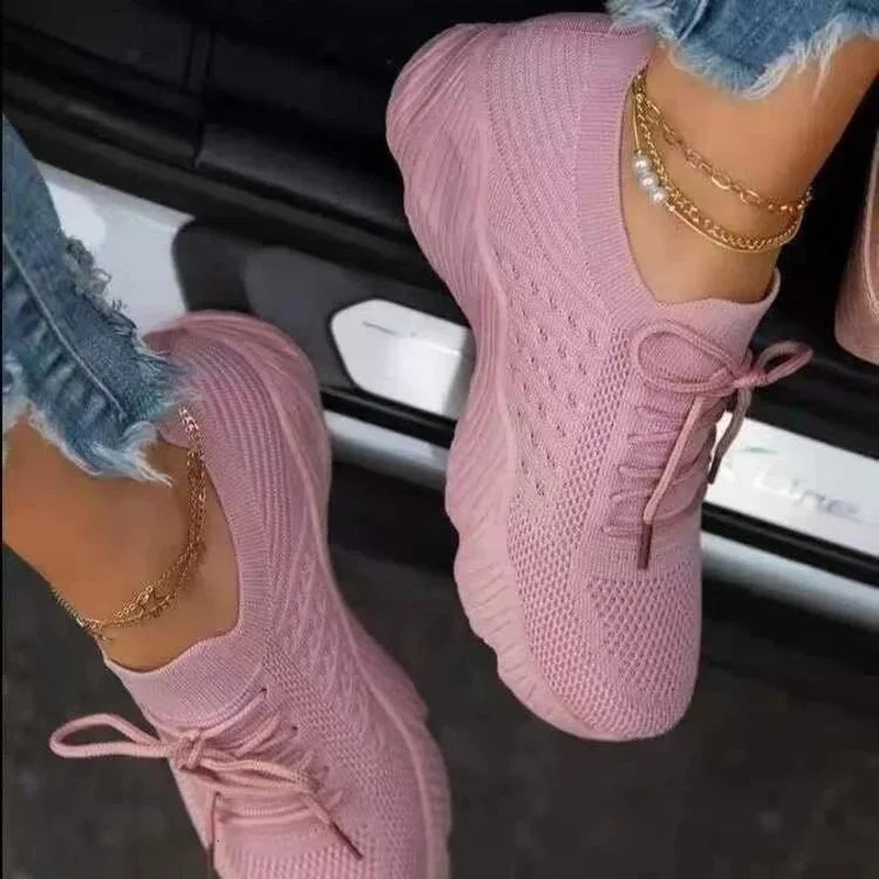 Women Mesh Breathable Casual Sneakers Lace-up Vulcanized Shoes Ladies Platform Sneakers Female Shoes Plus Size Zapatos De Mujer 250724
