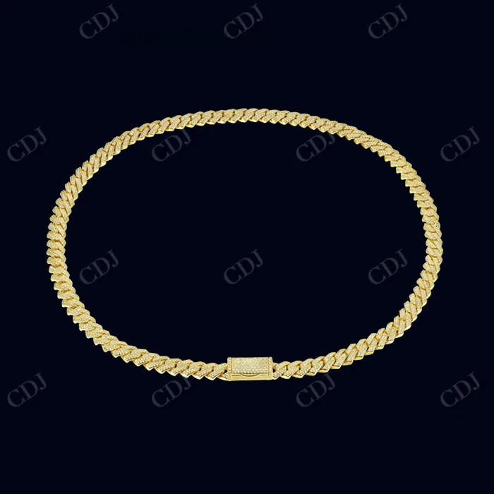 VVS Moissanite Sterling Silver Gold Plated Iced Out Custom High Quality Cuban Chain for Mens Jewelry Manufacturer India