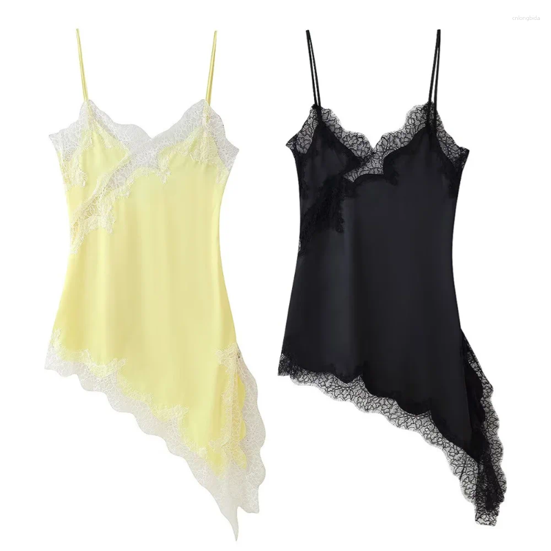 Casual Dresses UNIZERA Women's Two Tone Lace Asymmetric Dress With Chest Makeup For Spring And Summer Clothing